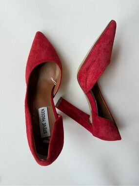 Steve Madden Red Suede Leather High Heels Size 6M Chanda